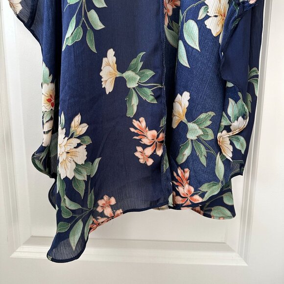 Selfie Leslie Imelda V neckline high low hem dress Floral print Navy blue SMALL - Picture 6 of 16